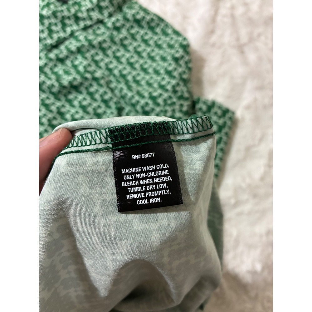 Shaquille O'Neal XLG Mens 4XLT Green Cream Geometric Floral Short Sleeve Shirt - Picture 7 of 7